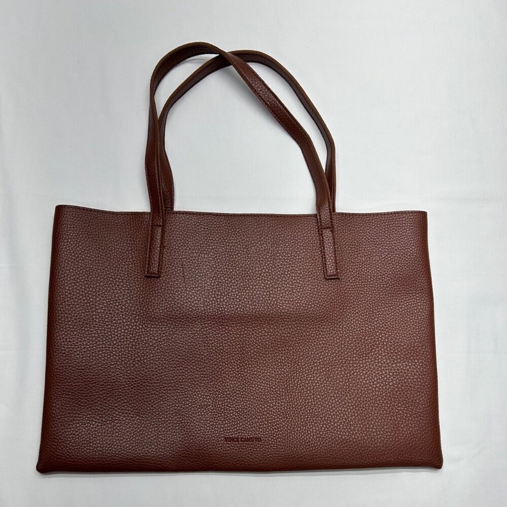 VINCE CAMUTO Tumbled Brown Vegan Leather Tote - Picture 2 of 13